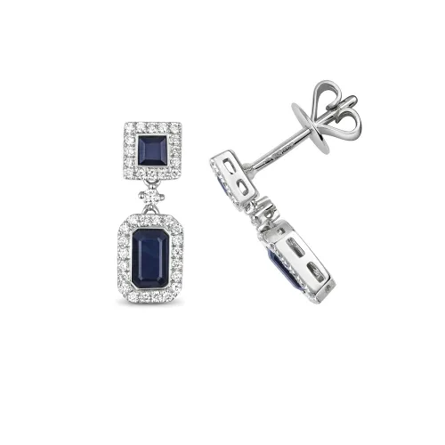 Diamond and Sapphire Diamond Drop Earrings